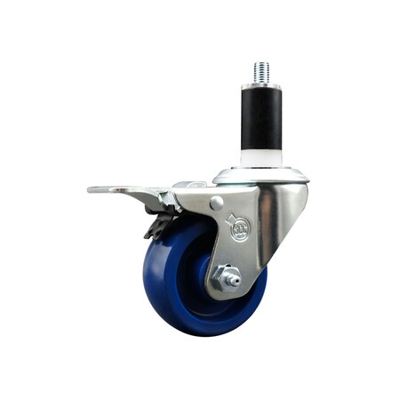 Service Caster 3'' SS Solid Poly Swivel 1-3/8'' Expanding Stem Caster Total Lock Brake SCC-SSEXTTL20S314-SPUS-138